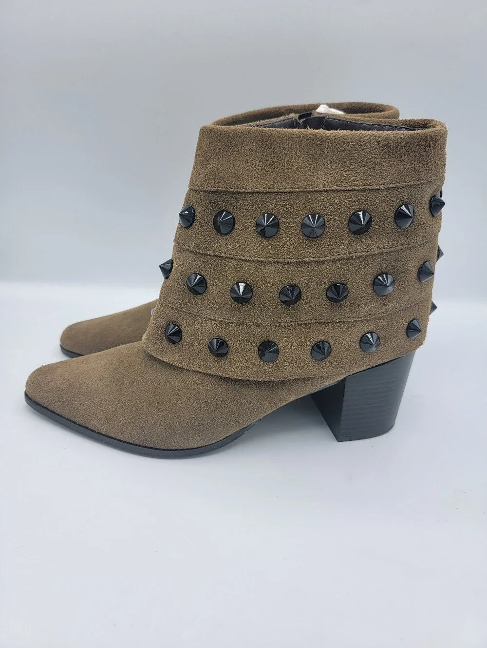 FerrucciStudded Suede Ankle Boots - Olive Taupe
